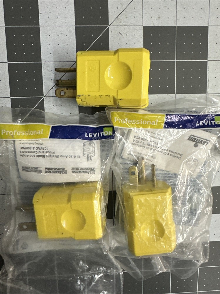 NOS (3)-Leviton 20A 125V 3-Wire 2-Pole Python Cord Plug 081-05356-0VY