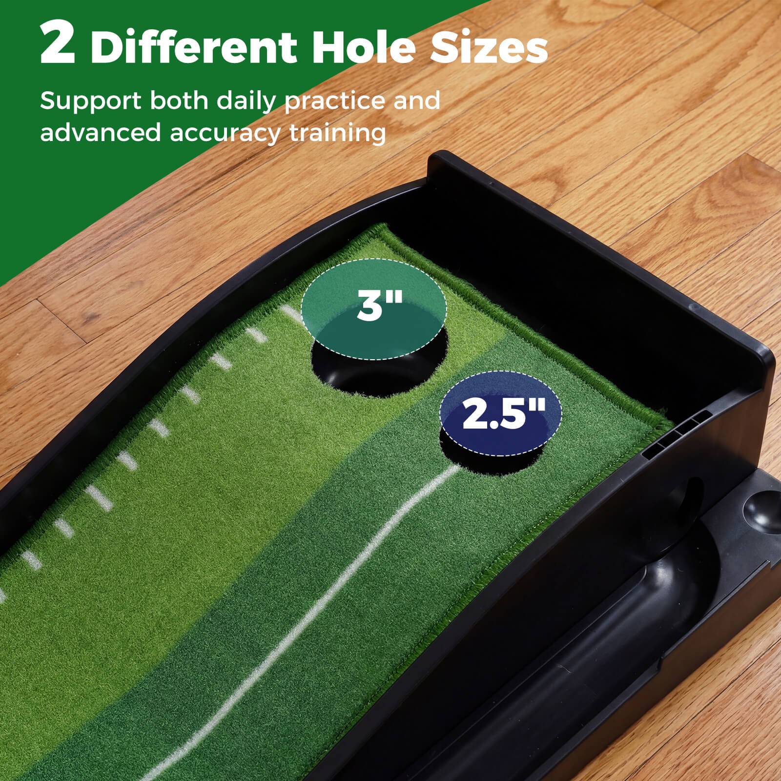 Putting Green Indoor with Auto Ball Return 3Putting Practice Balls Non-Slip Base