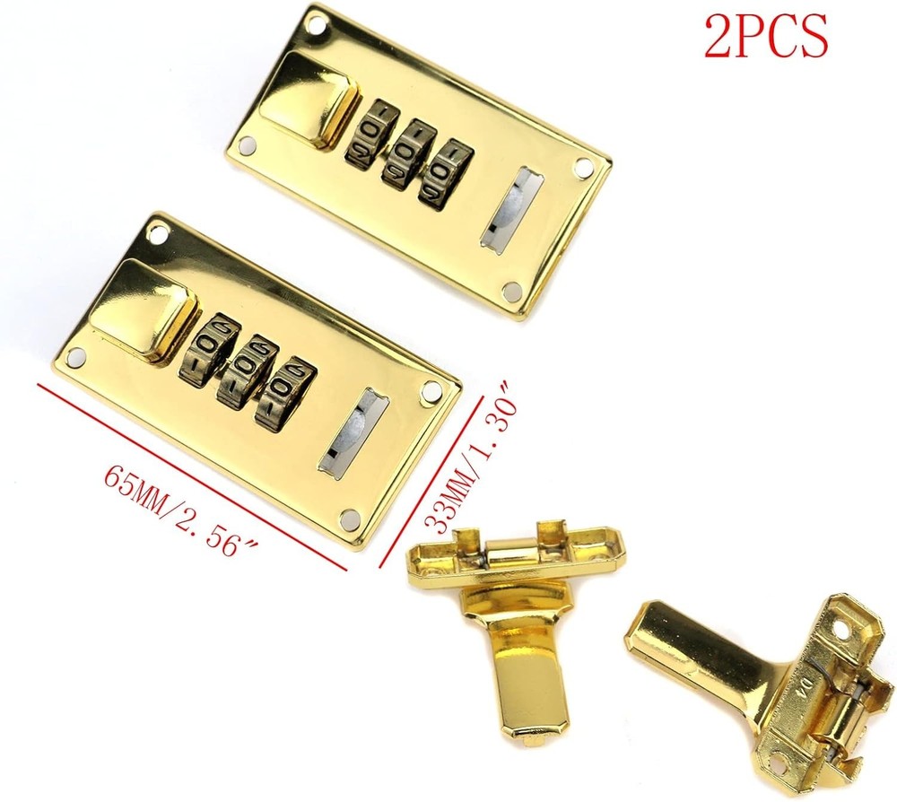 2 Pcs Tool Box Hasp Luggage Combination Lock Briefcase Replacement Lock