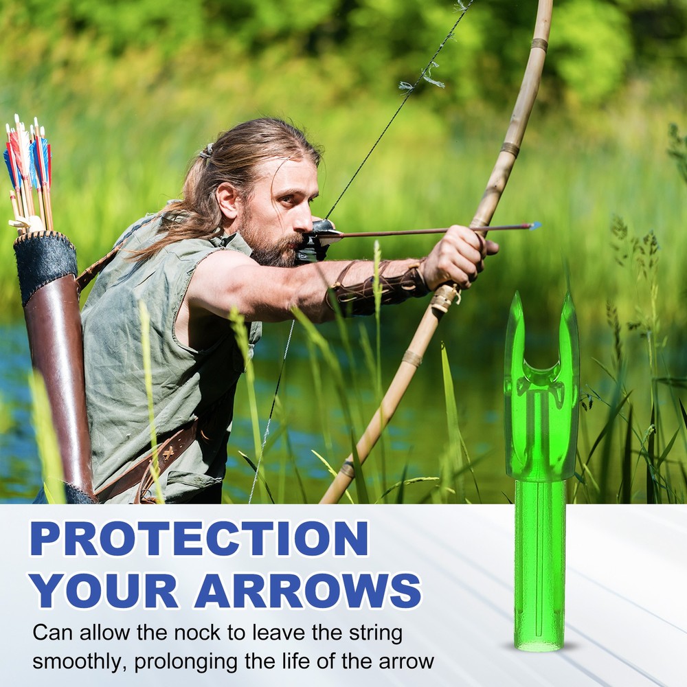 12 Pack Archery Arrows Nocks 4.2mm Plastic Insert Arrow Nock, Clear Green