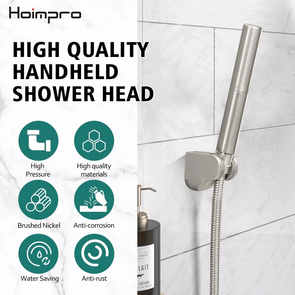Brushed Nickel Brass 2 In 1 Function High Flow Handheld Shower Head S...
