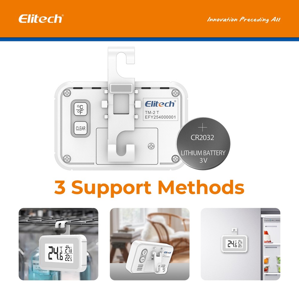 Digital Freezer/Fridge Thermometer Waterproof Alarm Indicator Min/Max Memory
