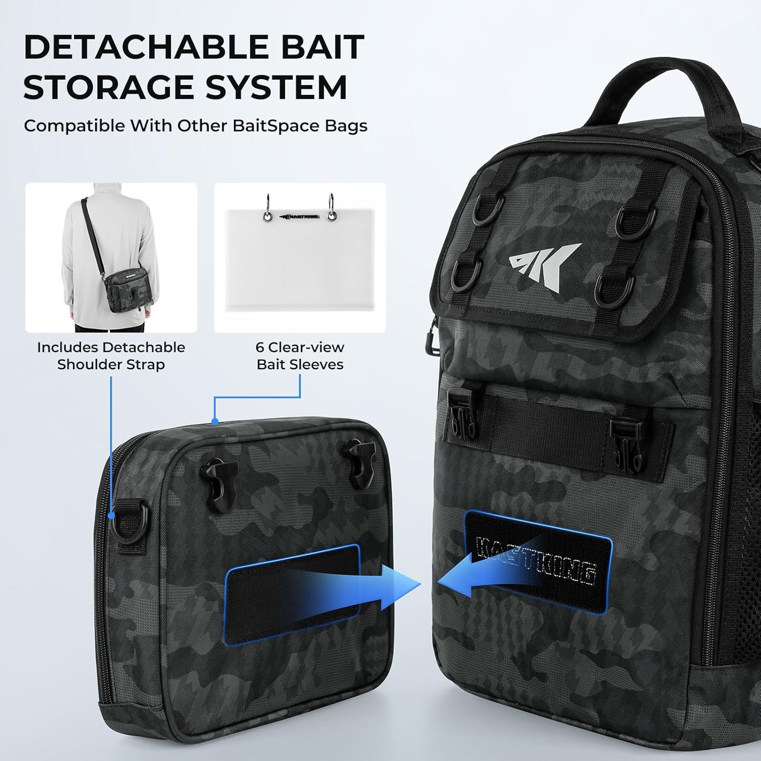KastKing BaitSpace Fishing Sling Bag, Fishing Backpack with Rod & Beverage