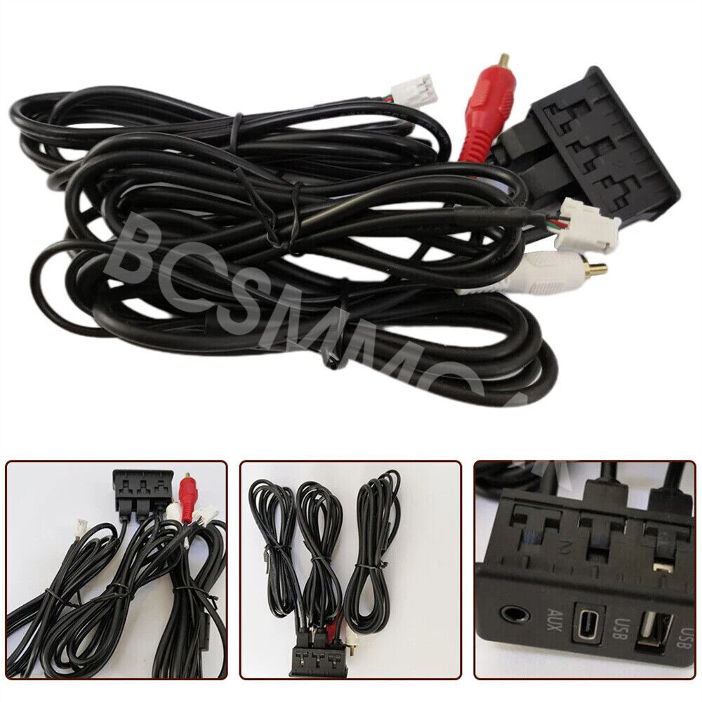 RCA Type-C USB AUX Port Panel Extension Cable Adapter For Car Dash Flush Mount