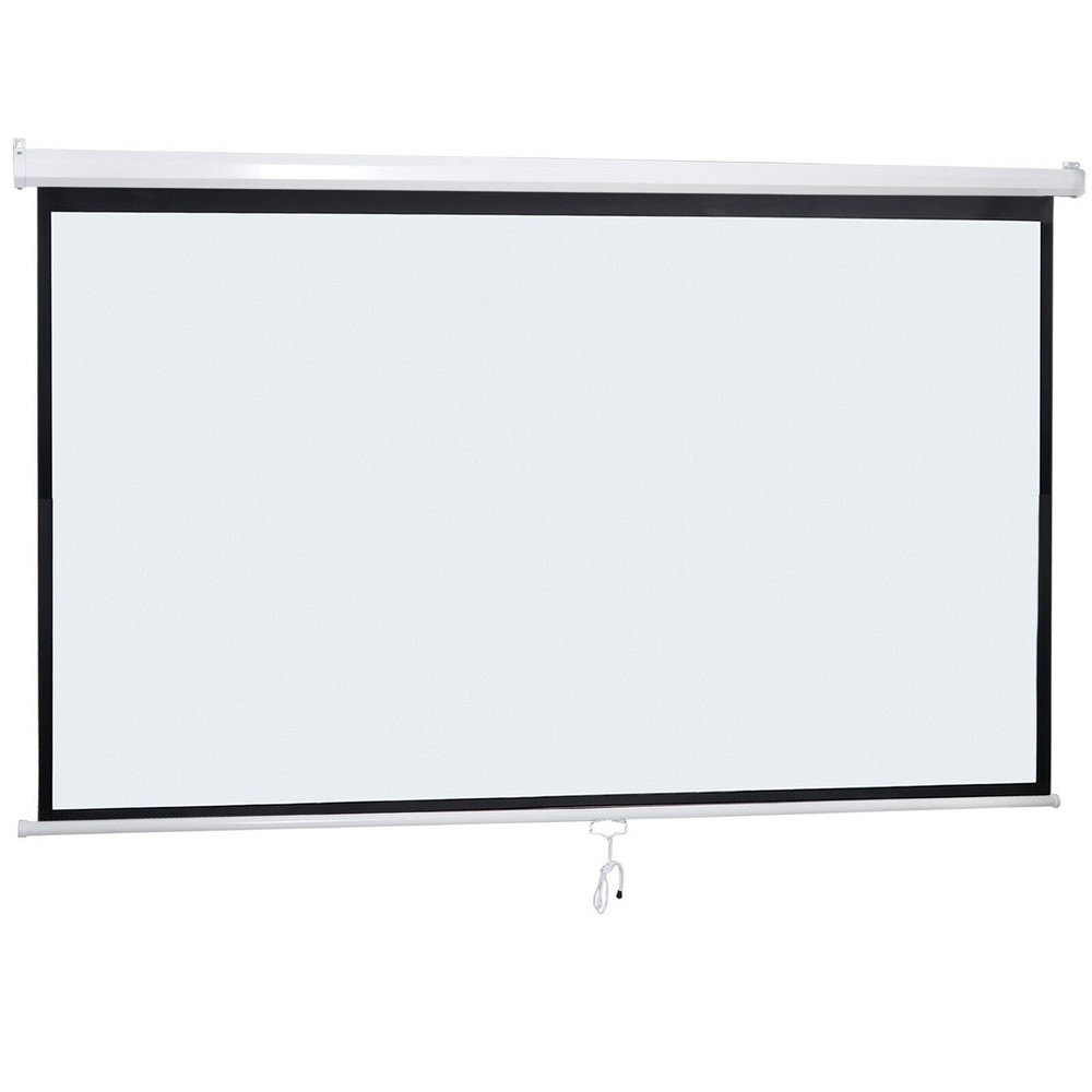 100" Diagonal 16:9 Projection Projector Screen HD Manual Pull Down Home Theater