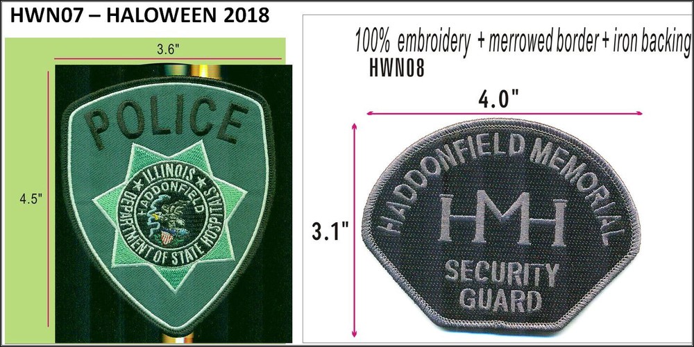HALLOWEEN POLICE PATCH SET - HWN07+08