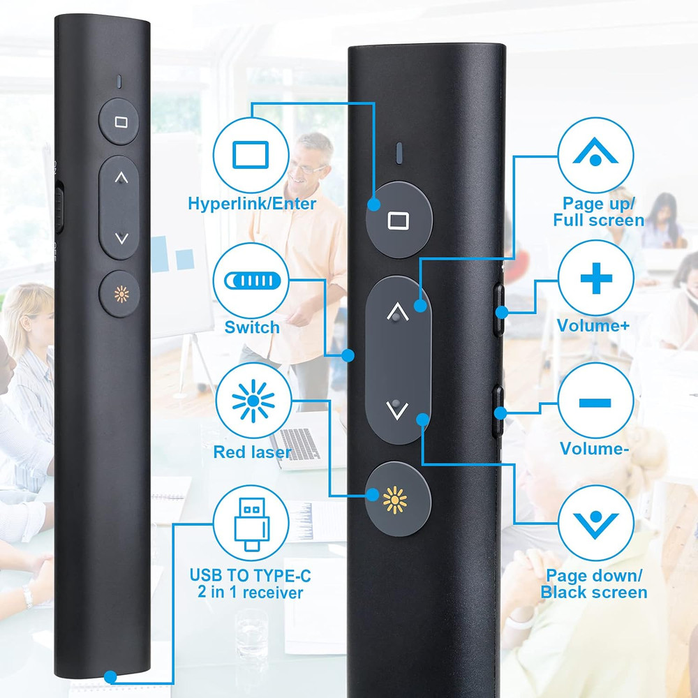 Presentation Clicker Presentation Remotes, Type C/USB a 2 in 1 Pointer, Remote P
