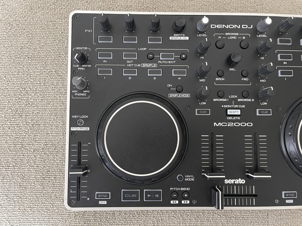 Denon DJ MC2000 2-Channel DJ Controller Black with USB Cable Tested & Working