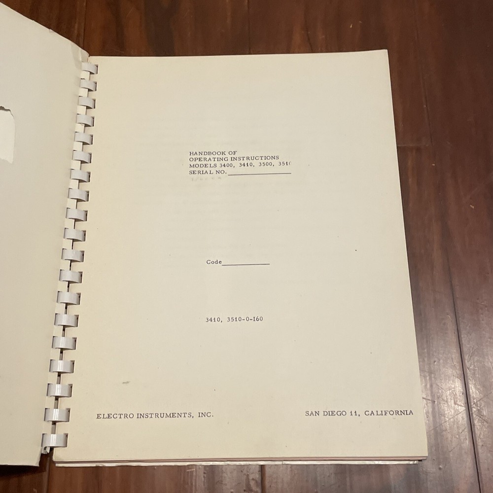 Electro Models 3400, 3410, 3500, 3510 Handbook Operating