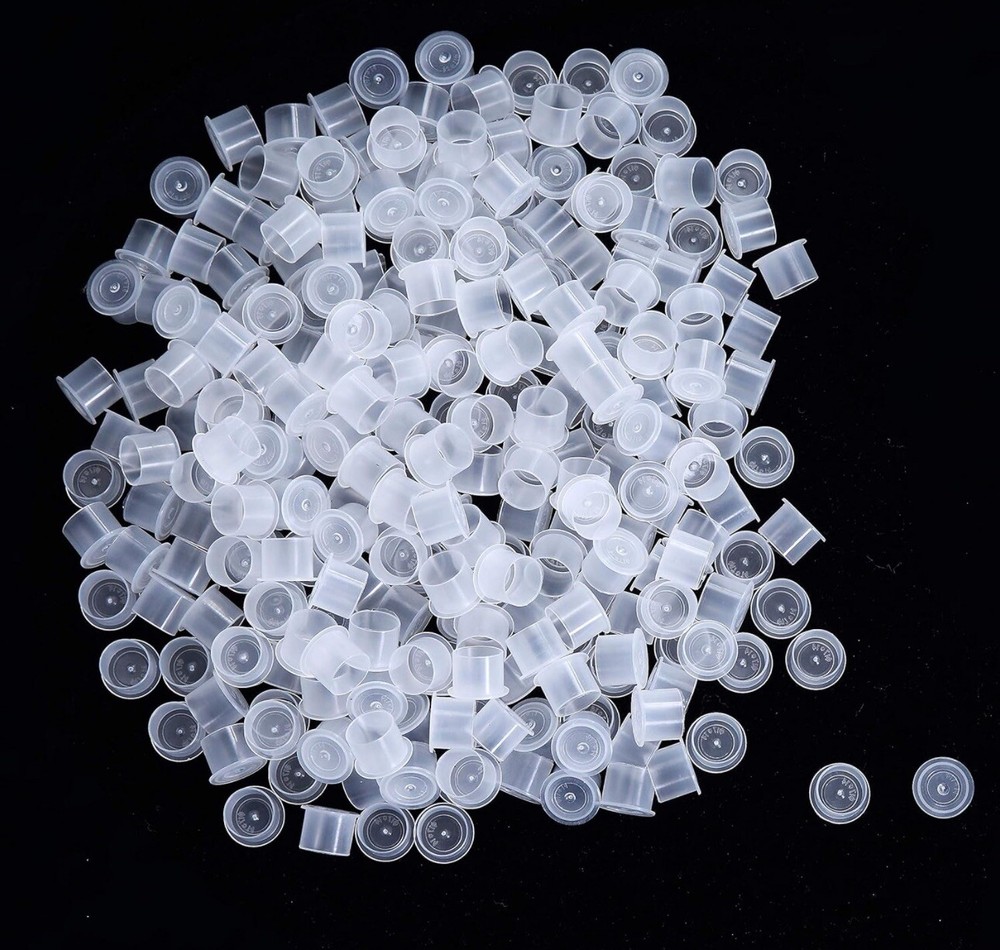 Ink Caps Medium,500pcs White Plastic Disposable Tattoo Ink Cups with Base