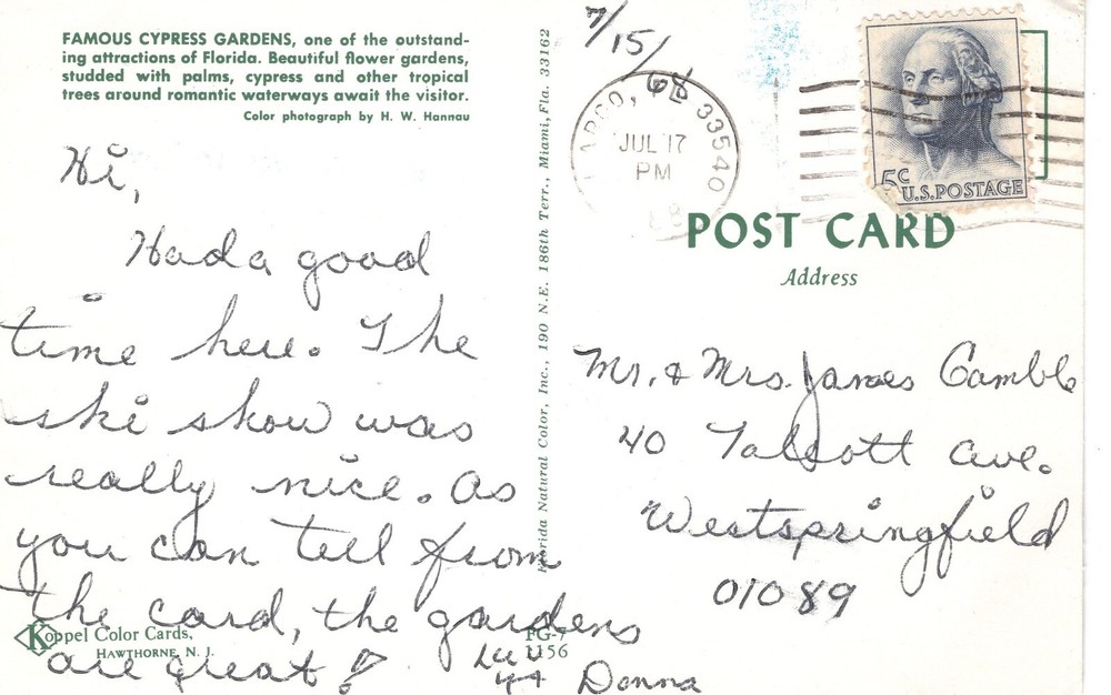 FAMOUS CYPRESS GARDENS, FLORIDA - PC6189