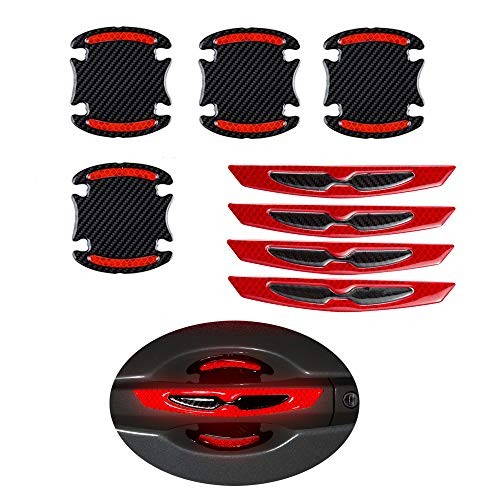 8pcs Universal 3D Carbon Fiber Car Door Handle Paint Scratch Protector Sticker