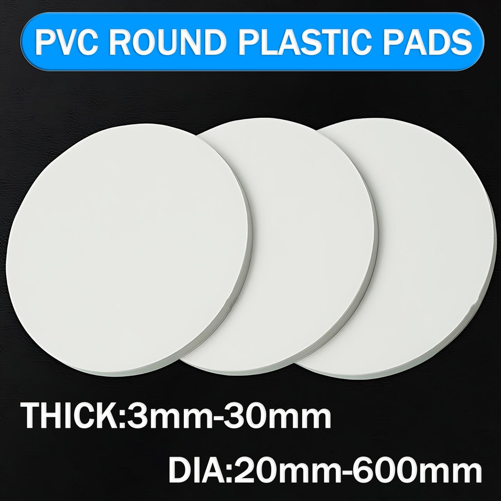 PVC Round Plastic Pads Disc Sheet-Hard Plastic Plate-Various Thicknesses & Size