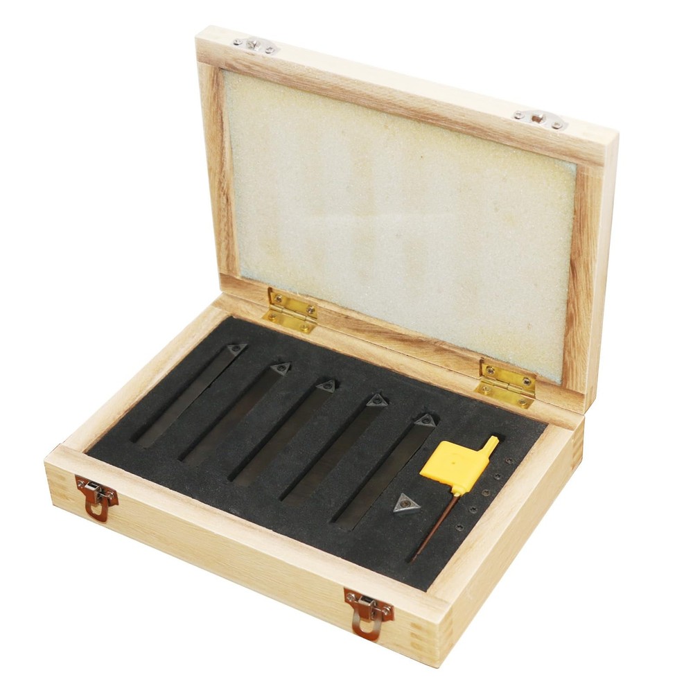 5 Sets 1/4 Carbide Lathe Cutting Tools, Indexable, Metal, Turning Tool Bit, Kit