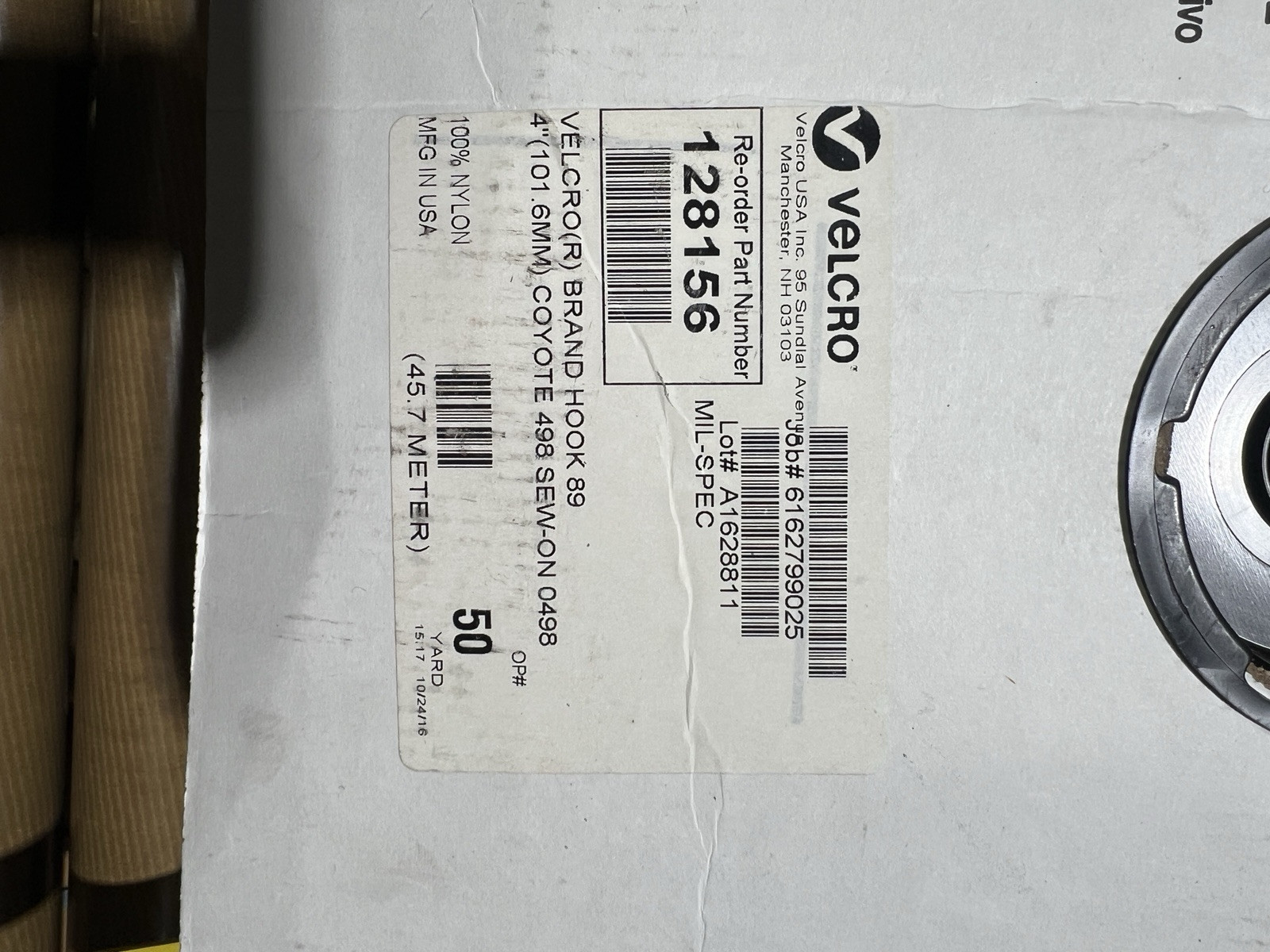 4” VELCRO® Brand MIL-SPEC Coyote 498 Hook and Loop - SEW-ON TYPE - 1 YARD