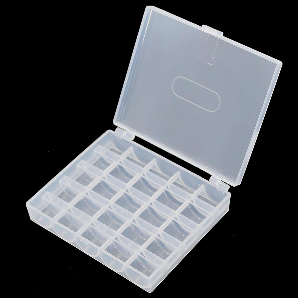 Bobbin Box, Bobbin Organizer Plastic Case, Transparent 25 Slots Empty Bobbins Sp