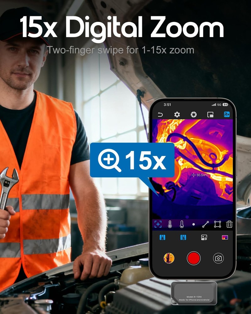 Thermal Camera for iOS & Android - 512x384 IR Imaging, -4℉ to 842℉ Range