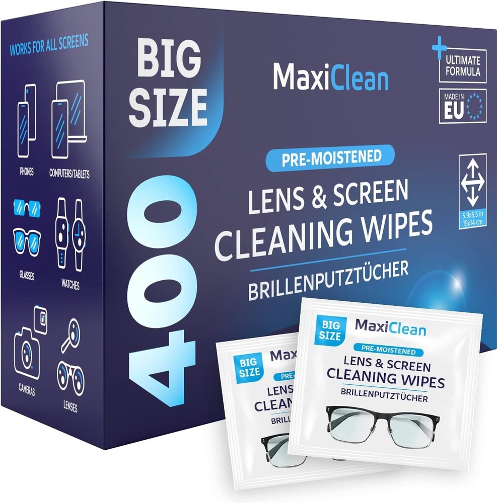 Eco-Friendly 400 Count Lens Wipes - Effective Cleaner for Glasses & Electronics