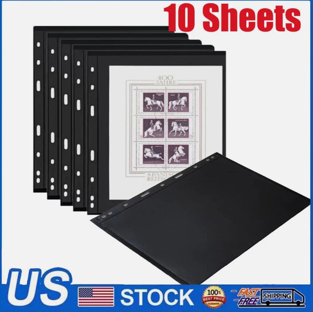 Stamp Pages 10 Sheets for Stamp Album Binder, Stamp Collecting Supplies Book