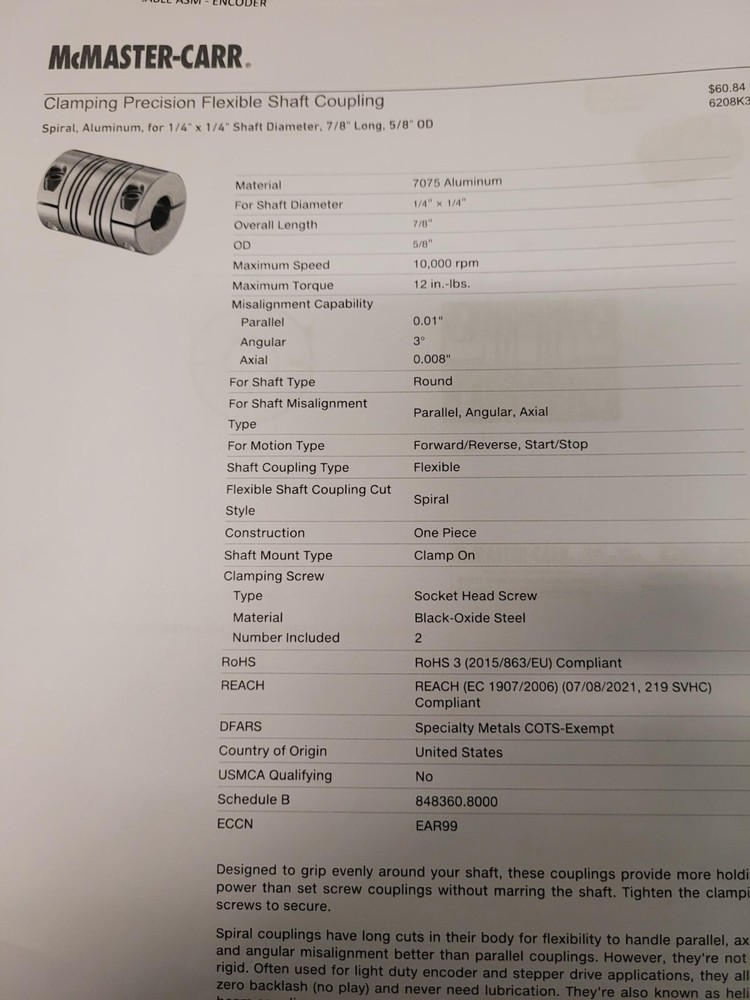 Heli-Cal Flex Shaft Coupling BDCA062-8-8 (McMaster-Carr 6208K389)