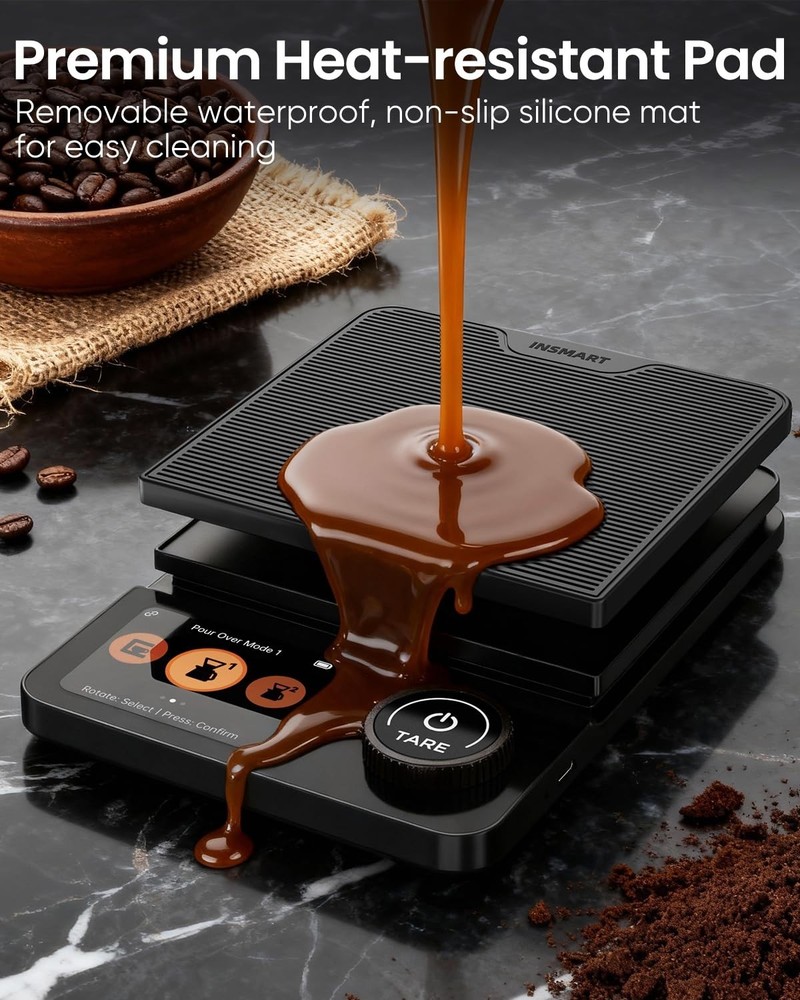 Coffee Scale with Timer, Bluetooth Espresso Scale with App Sync 5kg/0.1g High Pr