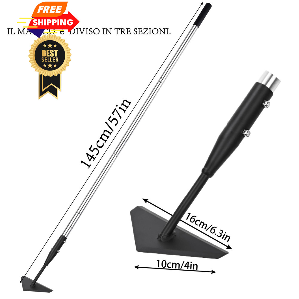 YEELOR Triangle Garden Hoe, Carbon Steel Push-Pull Weeding Tool, Black