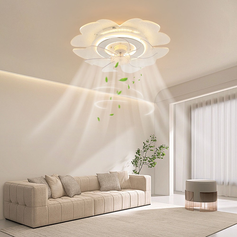 18.5" Ceiling Fan Light Flush Mount LED Ceiling Light kit w/ Remote APP Control