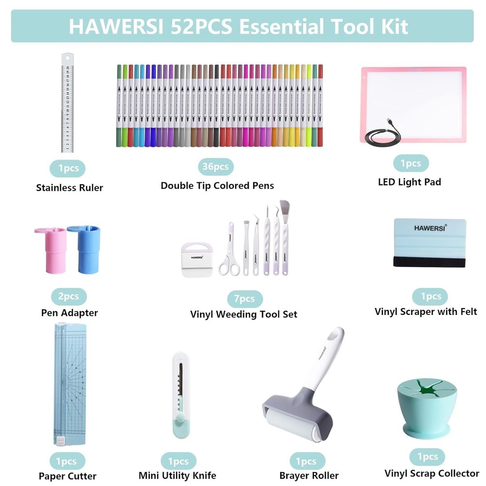 52Pcs Essential Craft Tools Set for Cutting Machine,Weeding Tools for Vinyl,P...