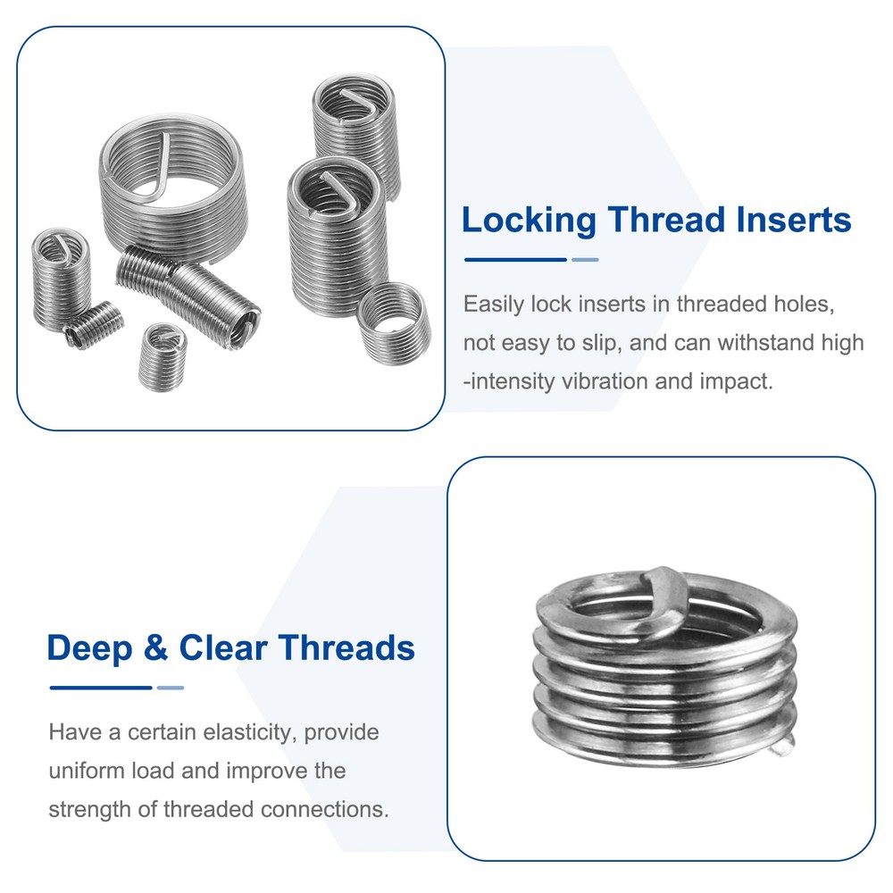 60pcs Wire Thread Inserts M3 x 0.5 1D Helical Threaded Sleeve