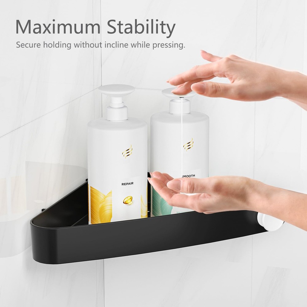 Plastic Shower Organizer, 4 Corner Shelves, No Drilling Needed, Black