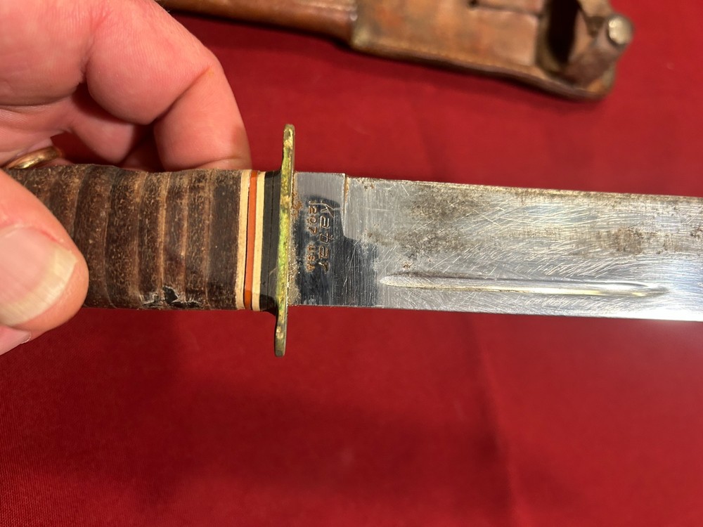 Kabor 1207 fighting knife with leather handle fixed blade 6in blade