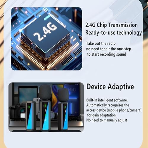 Wireless Lavalier Microphone for iPhone - iPad, Android Phone Computer, black