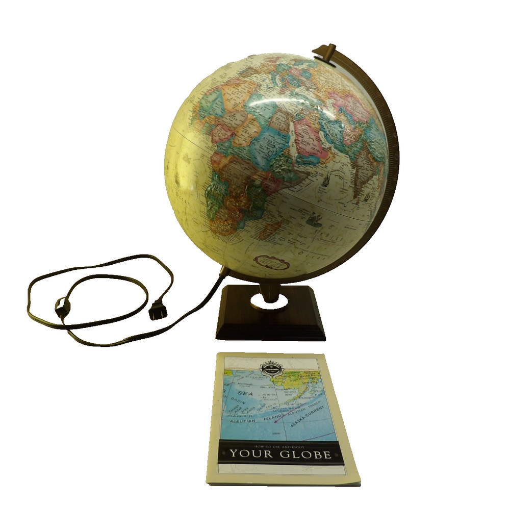 Vintage Replogle 12" Relief Lighted World Globe