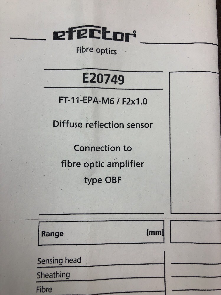 E20749 IFM Diffuse Reflection Bendable Fiber Optic Sensor EFECTOR NOS -----A1