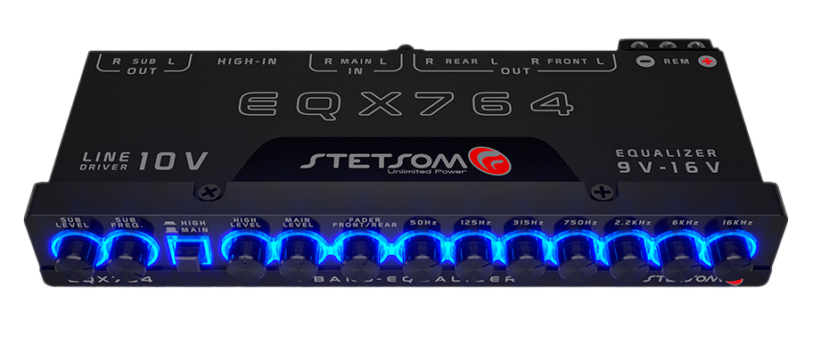 Stetsom EQX764 7-equalization bands, 4 input channels and 6 output channels