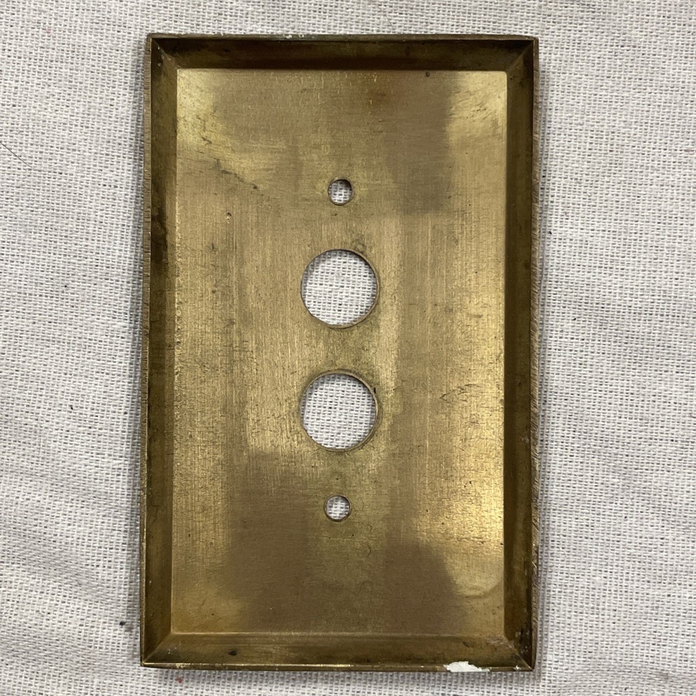 Push Button Single Light Switch Cover Plate Solid Heavy Brass Vintage 4.5 x 2.75