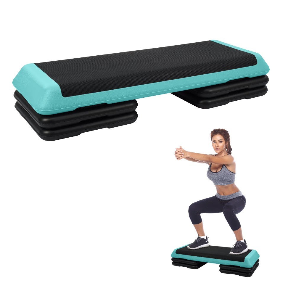 Adjustable Aerobic Step Platform with 4 Risers, Non-Slip Stepper – 16", 28", 43"