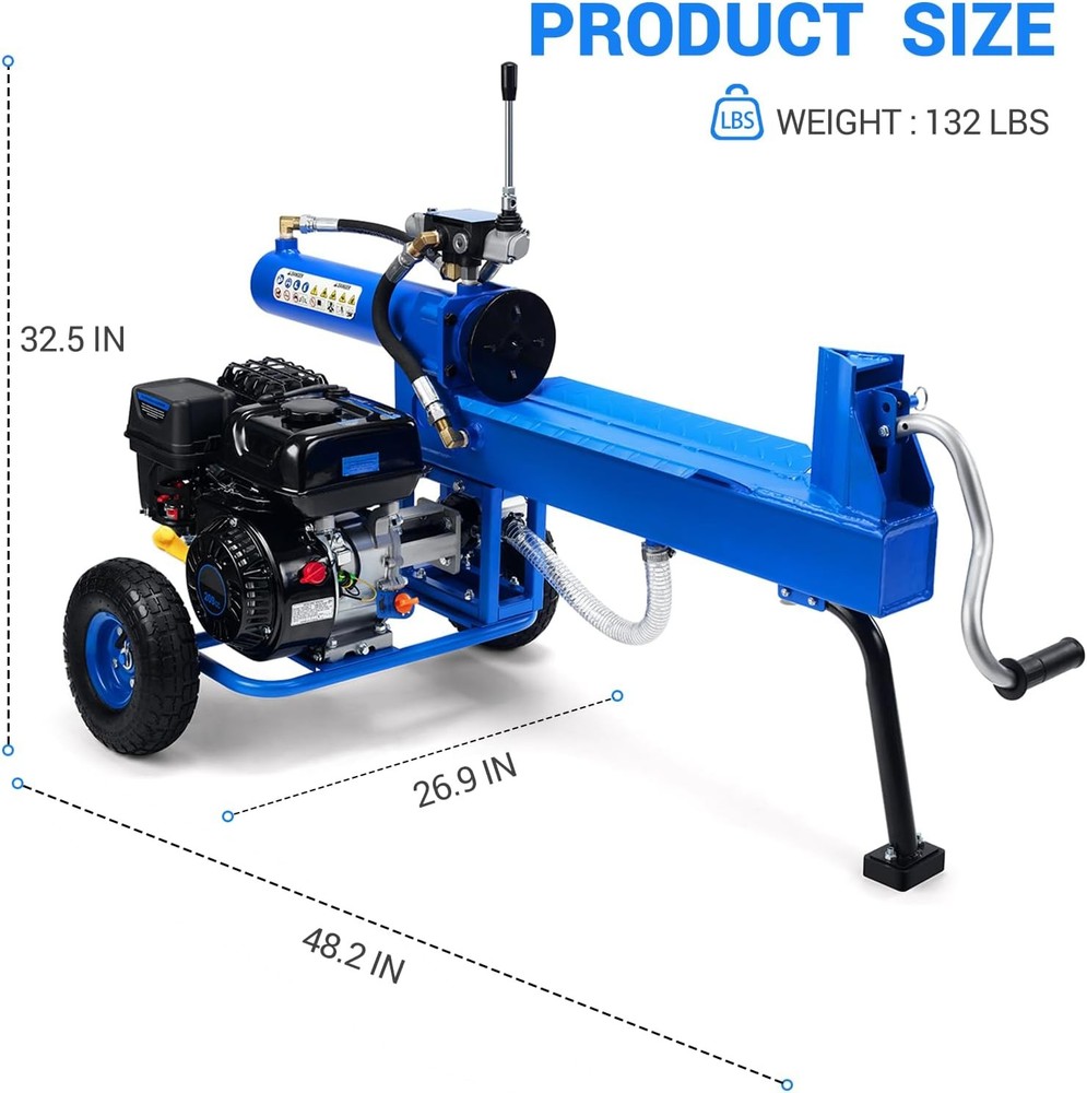Log Splitter Portable 20Ton Auto Return Ram System 7HP Engine Firewood Splitting