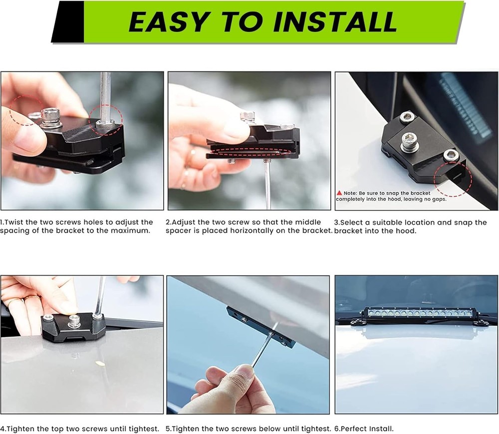 Ditch Light Brackets Hood Mount - 2PCS Universal Universal Ditch Light Brackets