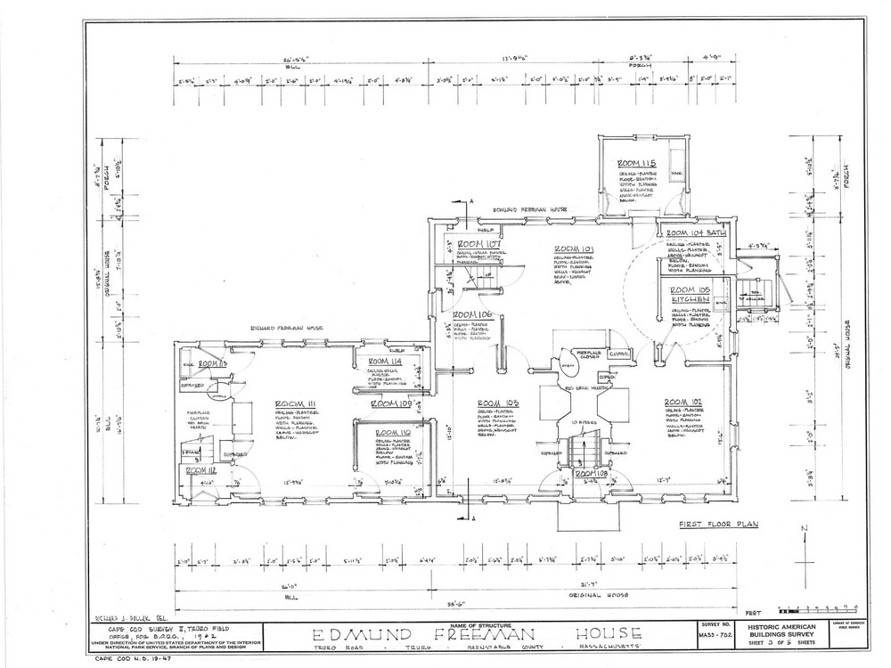 Cape Cod colonial house plan, 1 story w/ attic, side extension