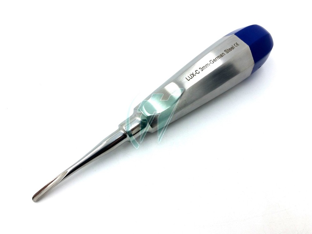 2 pk German Stainless Root Tip Dental Extracting Elevators Straight & Curved 3mm