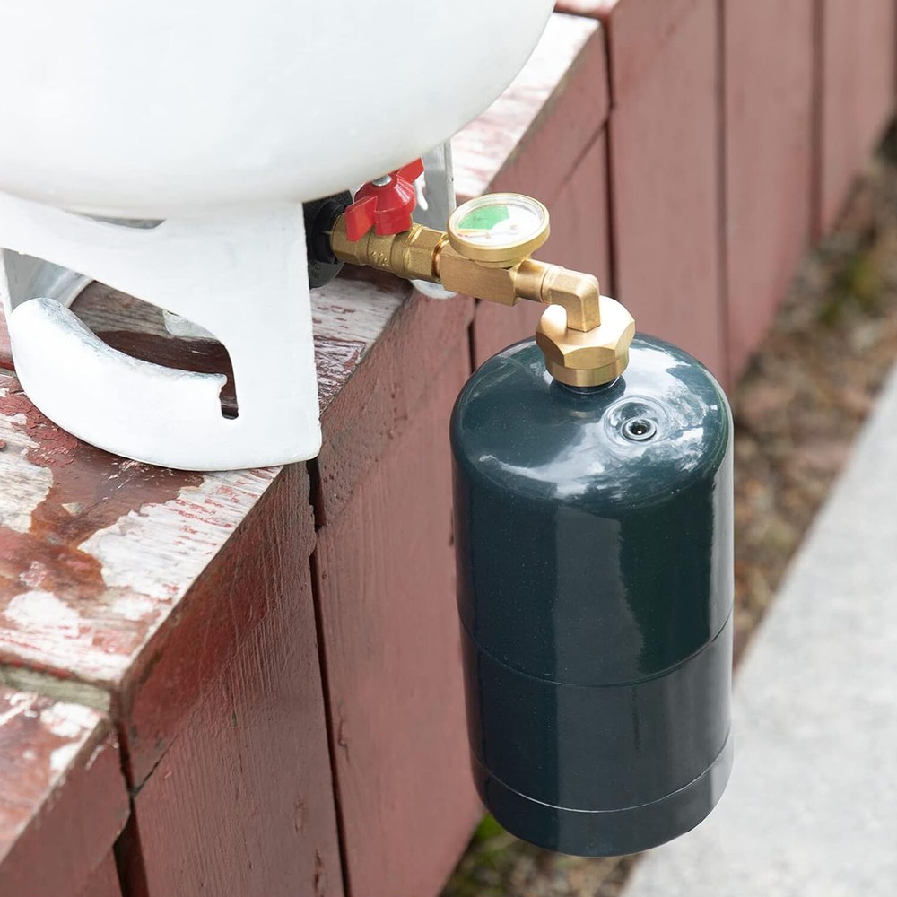 Safe Propane Refill Adapter, 90-Deg Design, QCC1 Connection, Solid Brass
