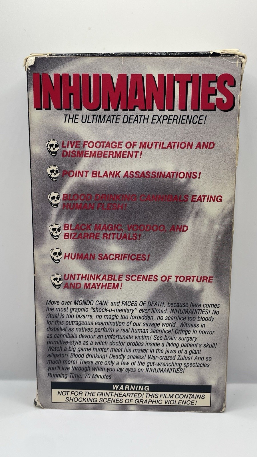 INHUMANITIES VHS The Ultimate Death Experience Slipcover Rare Live Footage Gore