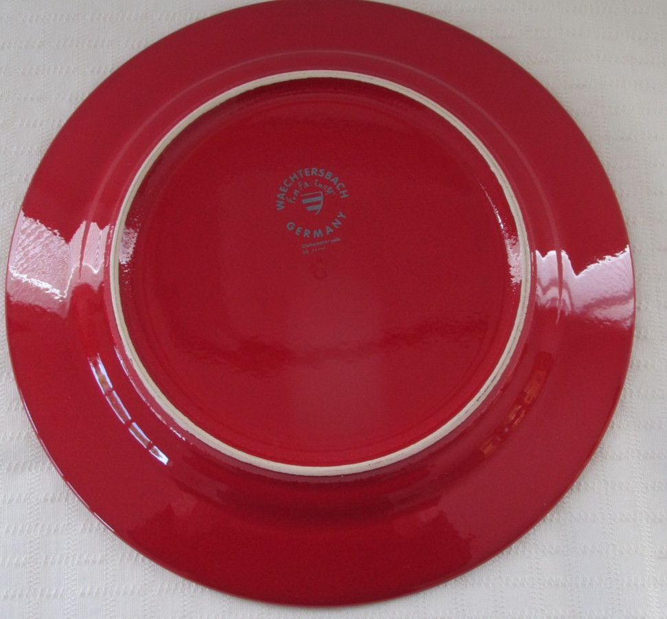 5 NEW Waechtersbach GERMANY FUN FACTORY Solid Red Dinner Plates 11"