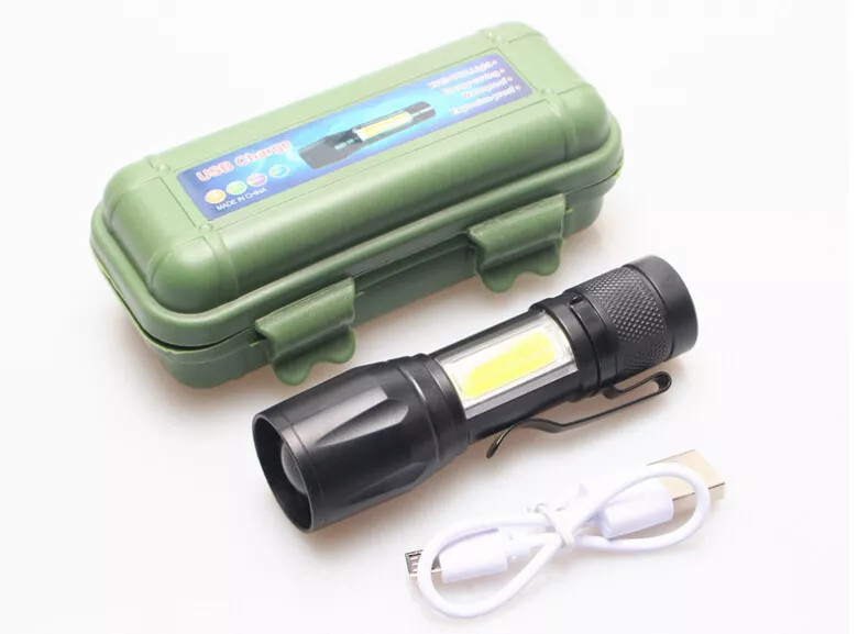 2× Tactical LED Flashlight USB Rechargeable 3 Modes Light Zoomable Lamp Torch US