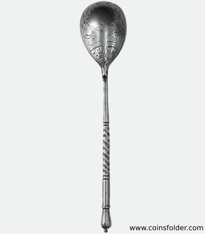 Antique Russian sterling silver teaspoon dated 1894 #1