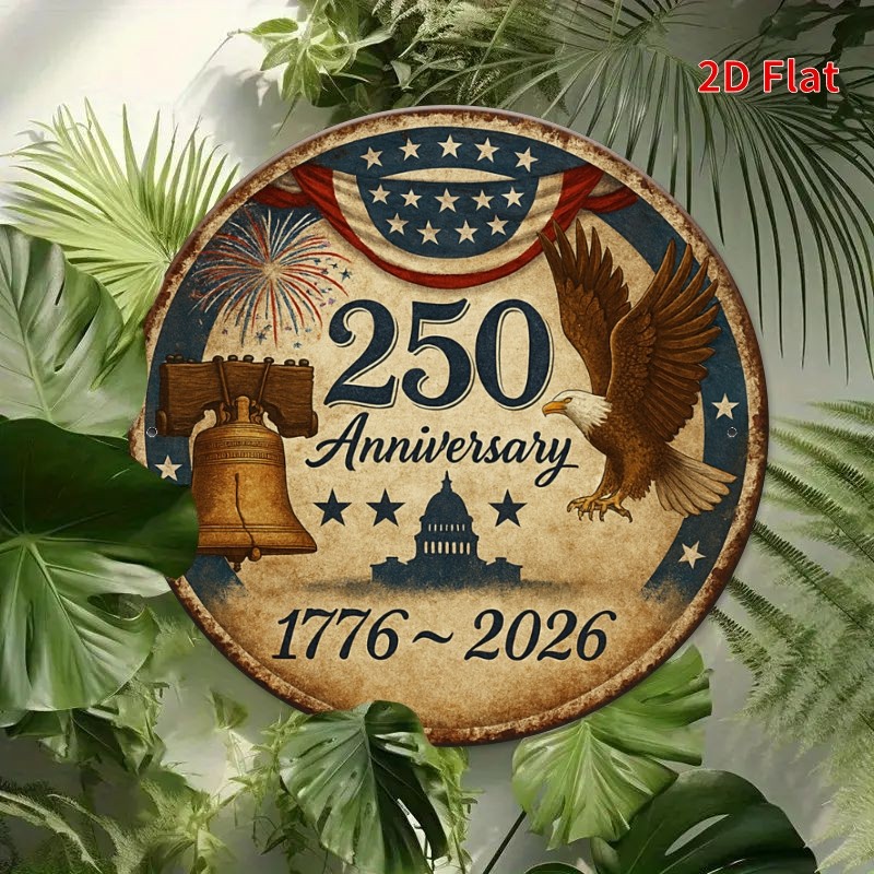 USA 250th Anniversary Metal Sign 1776-2026 Patriotic Bell & Eagle Wall Decor