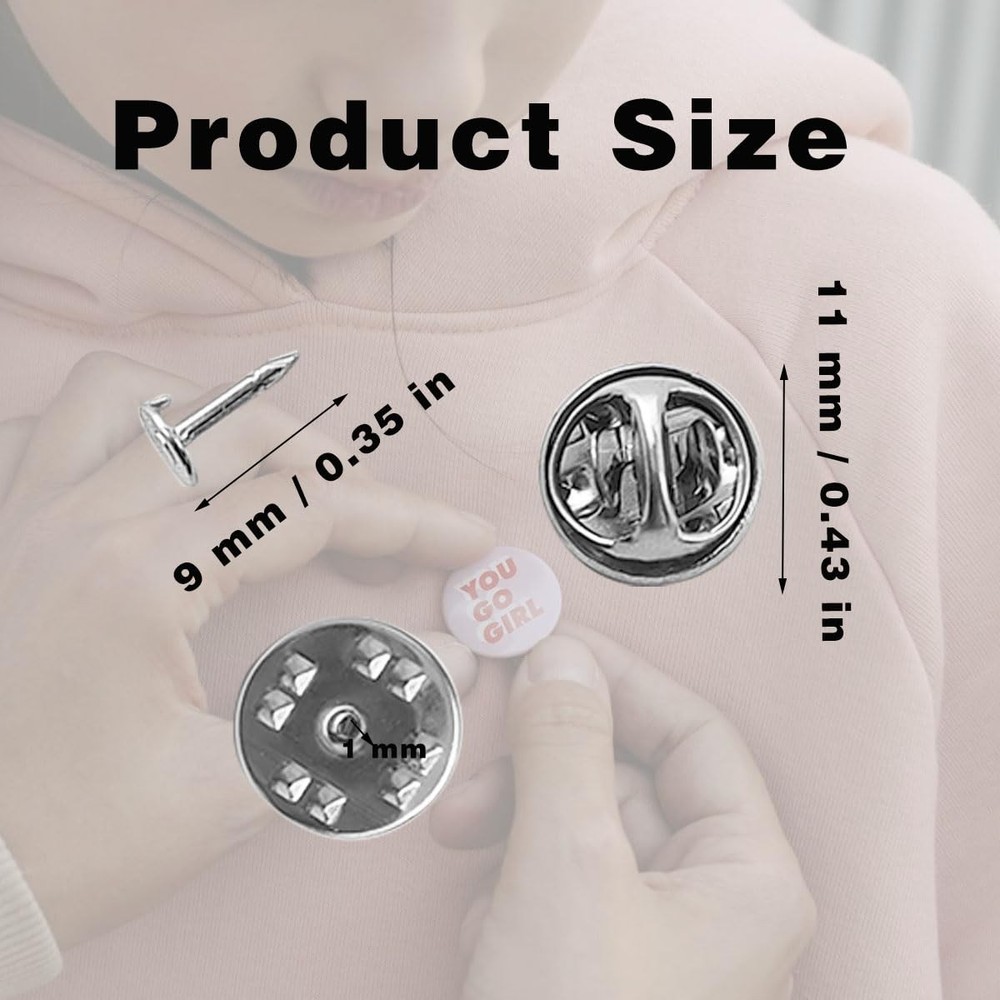 100 PCS Metal Locking Pin Backs Replacement, Butterfly Tie Tacks, Silver