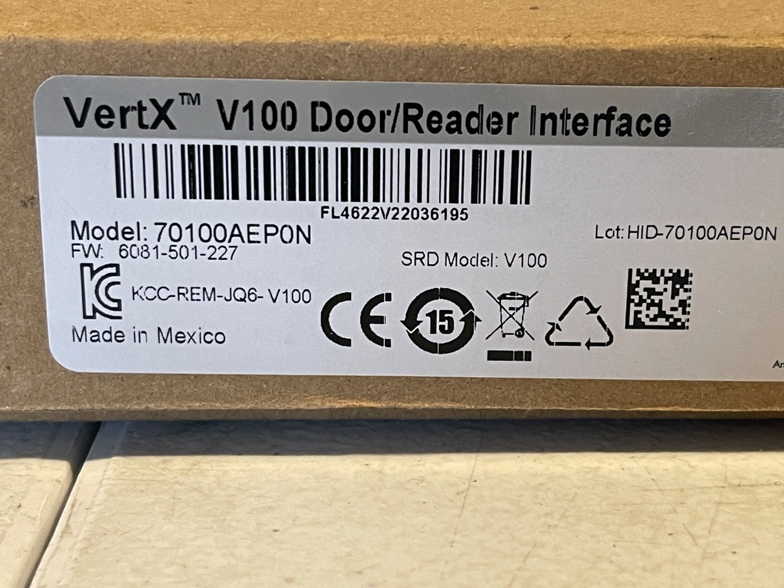 HID VertX V100 Door/Reader Interface, VERTX-V100