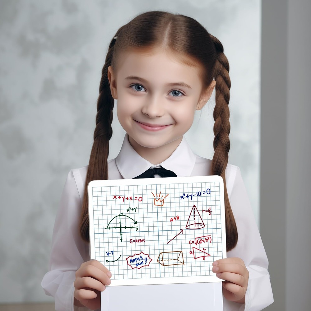 XY Axis Graph Dry Erase Board, 9" x 12" Double-Sided Coordinate Grid White